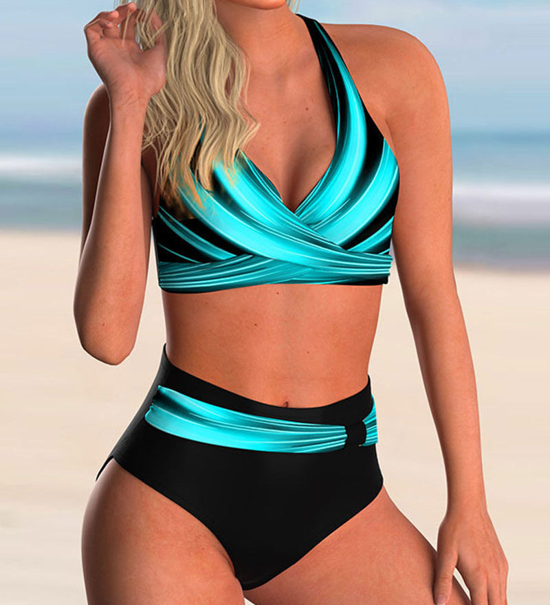 Redleaf - Cross-Front Print Bikini Set