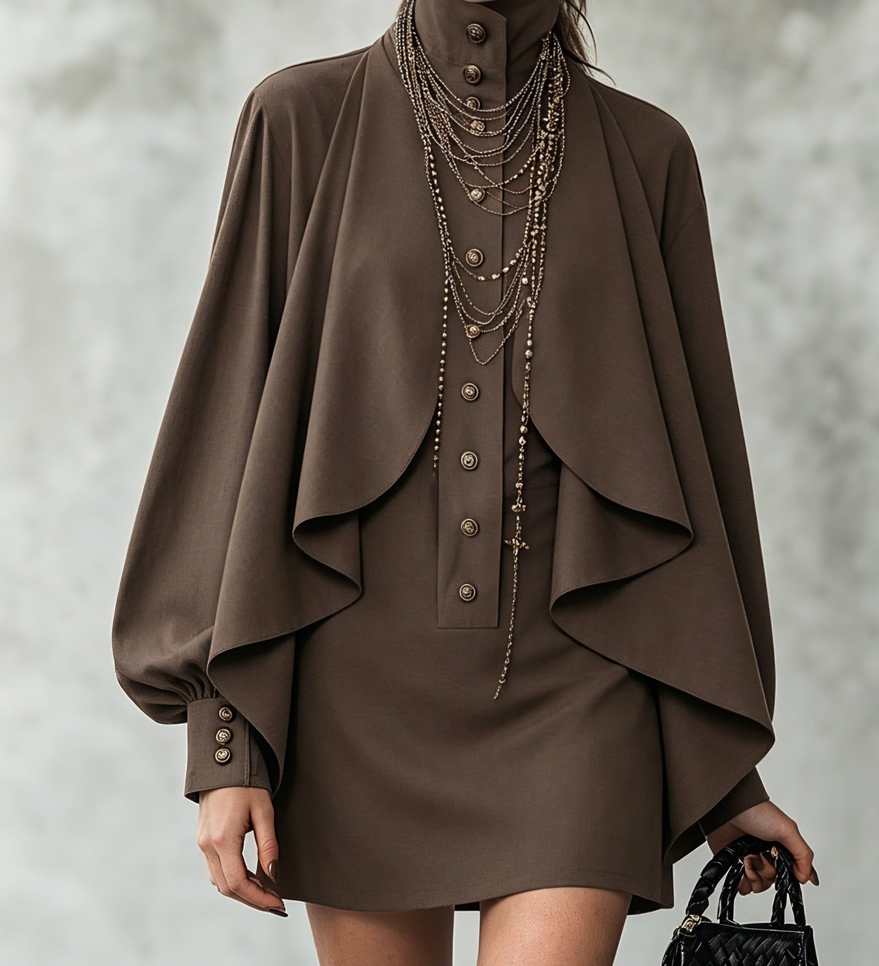 Ophelia | High-Neck Cape Mini Dress
