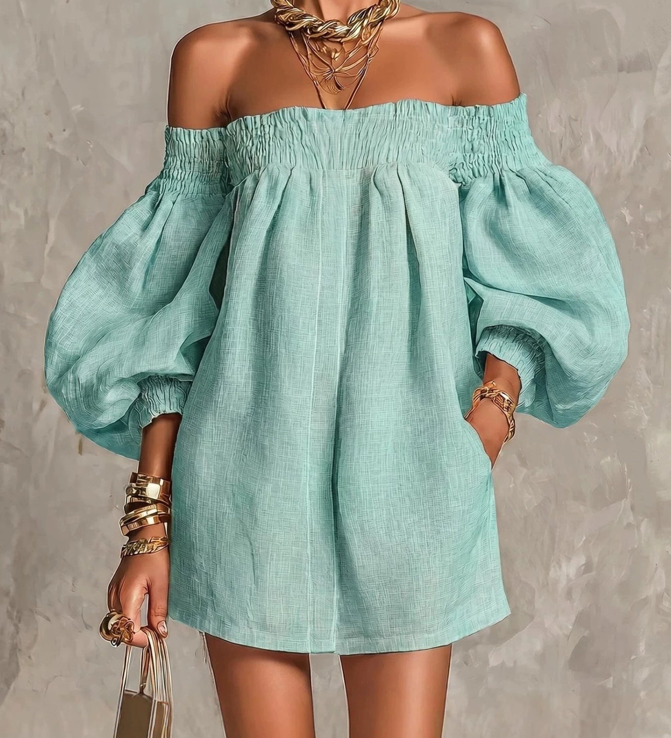 Rosaline | Off-Shoulder Puff-Sleeve Mini Dress