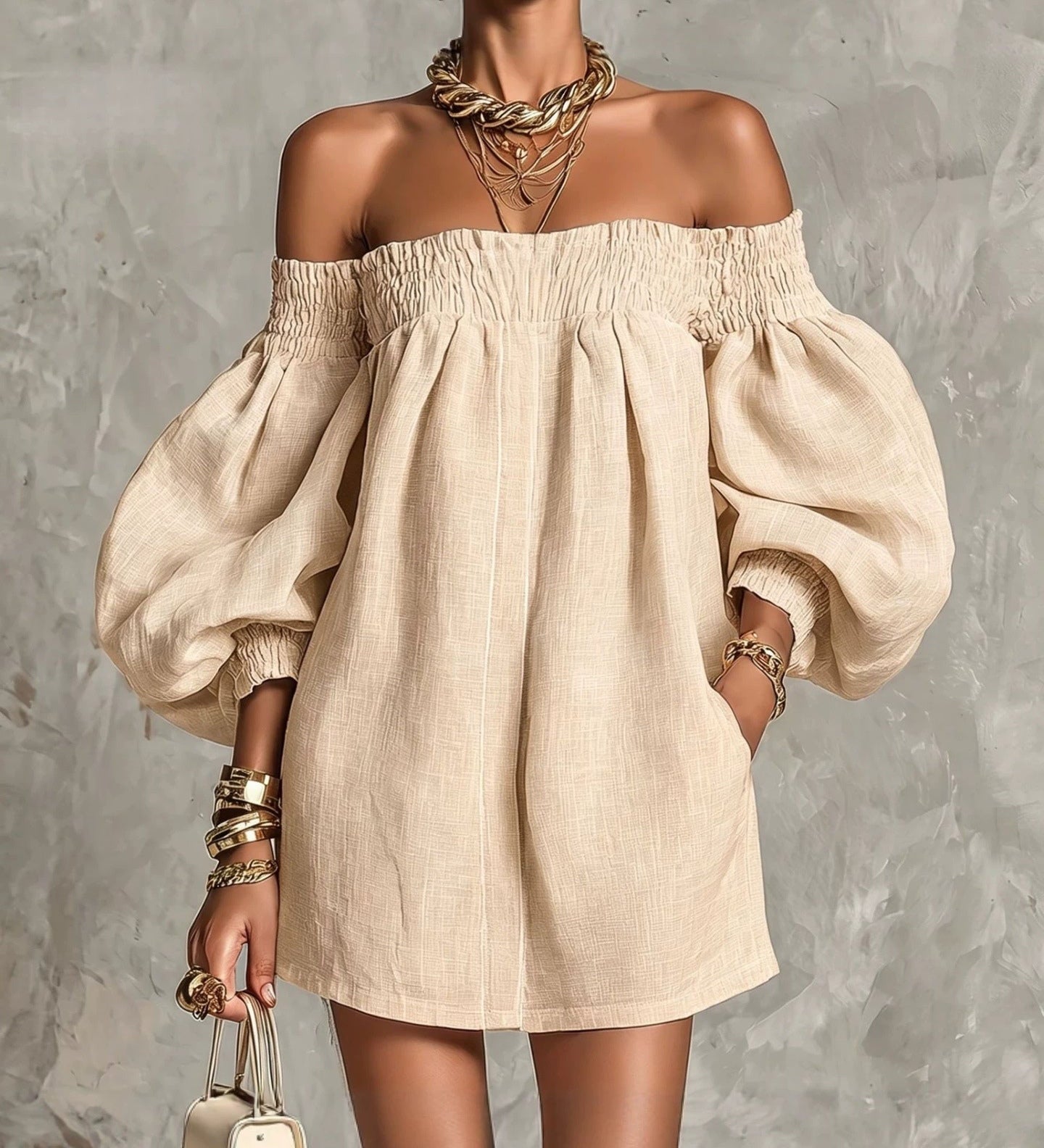 Rosaline | Off-Shoulder Puff-Sleeve Mini Dress
