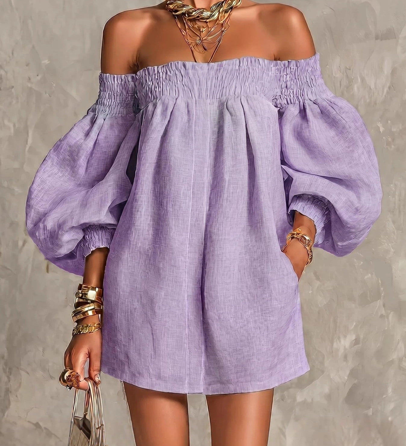 Rosaline | Off-Shoulder Puff-Sleeve Mini Dress