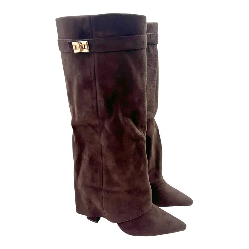 SARAHT - 4-Inch Heel Suede Long Heeled