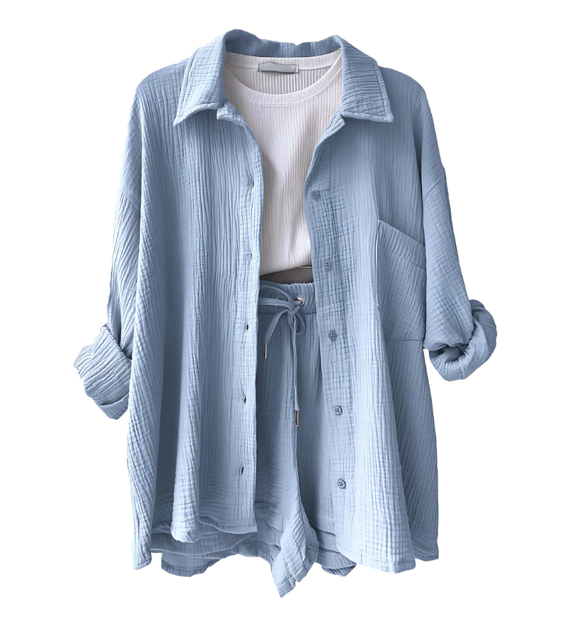 VERA™ – Modern Button-Up Shorts Set