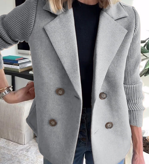 SORELLE™ - Elegant Knit-Sleeve Blazer