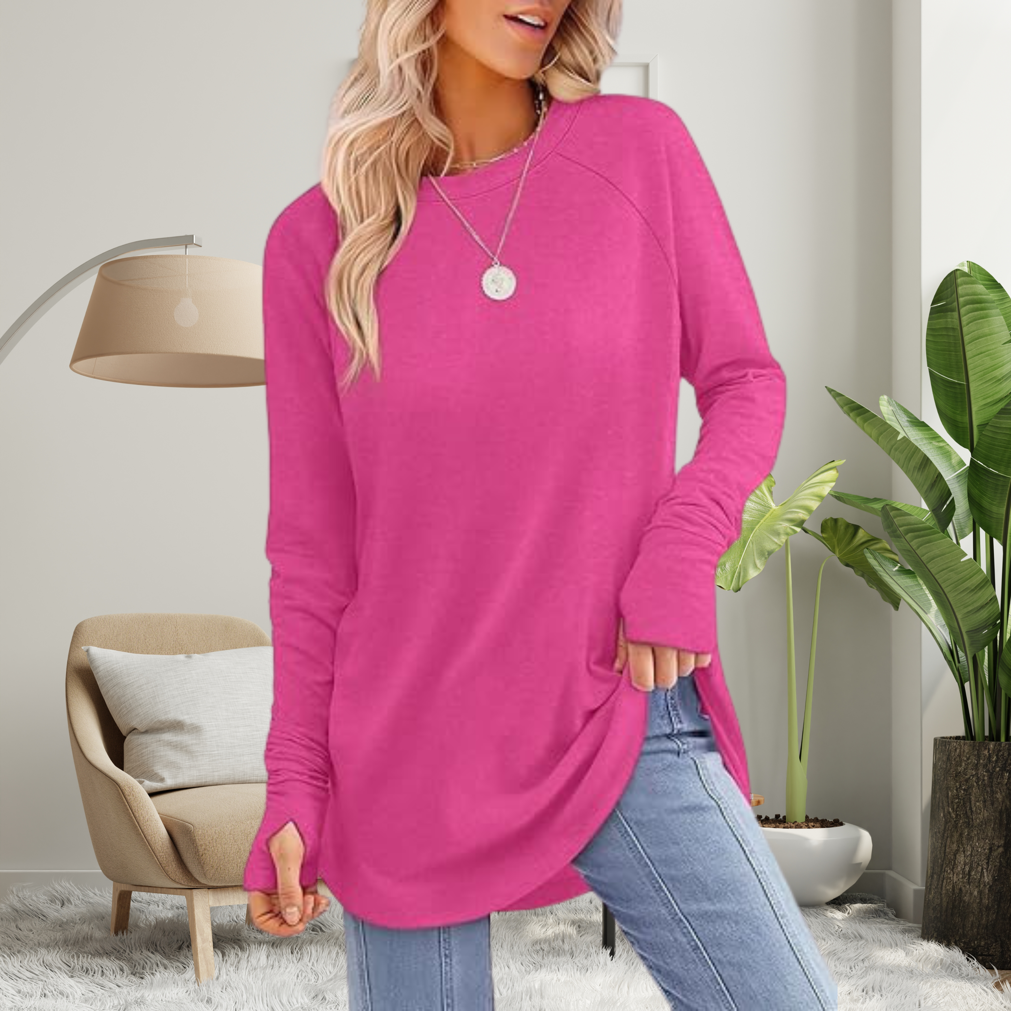 Stellan - Casual Long Sleeve Thumb Hole Top