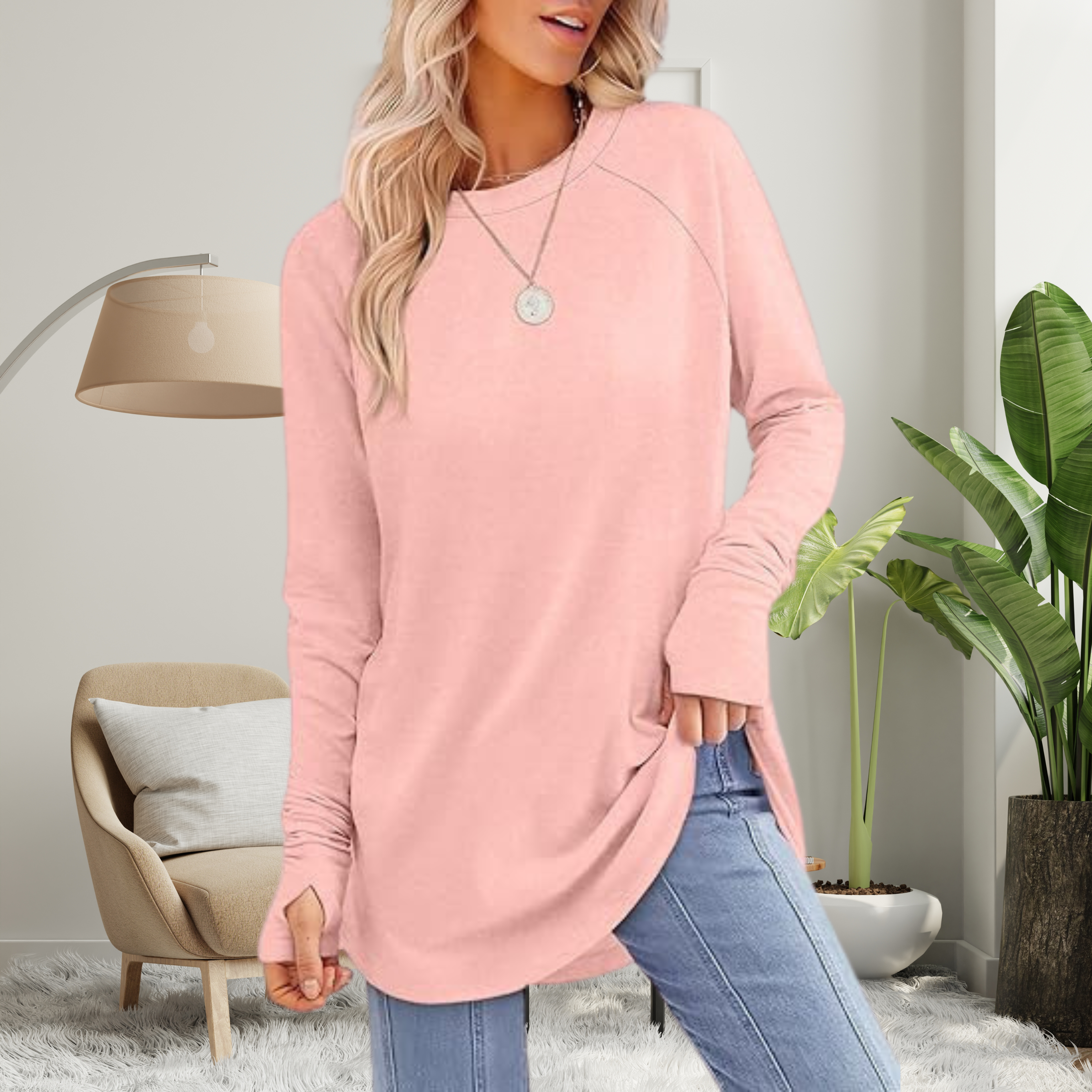 Stellan - Casual Long Sleeve Thumb Hole Top