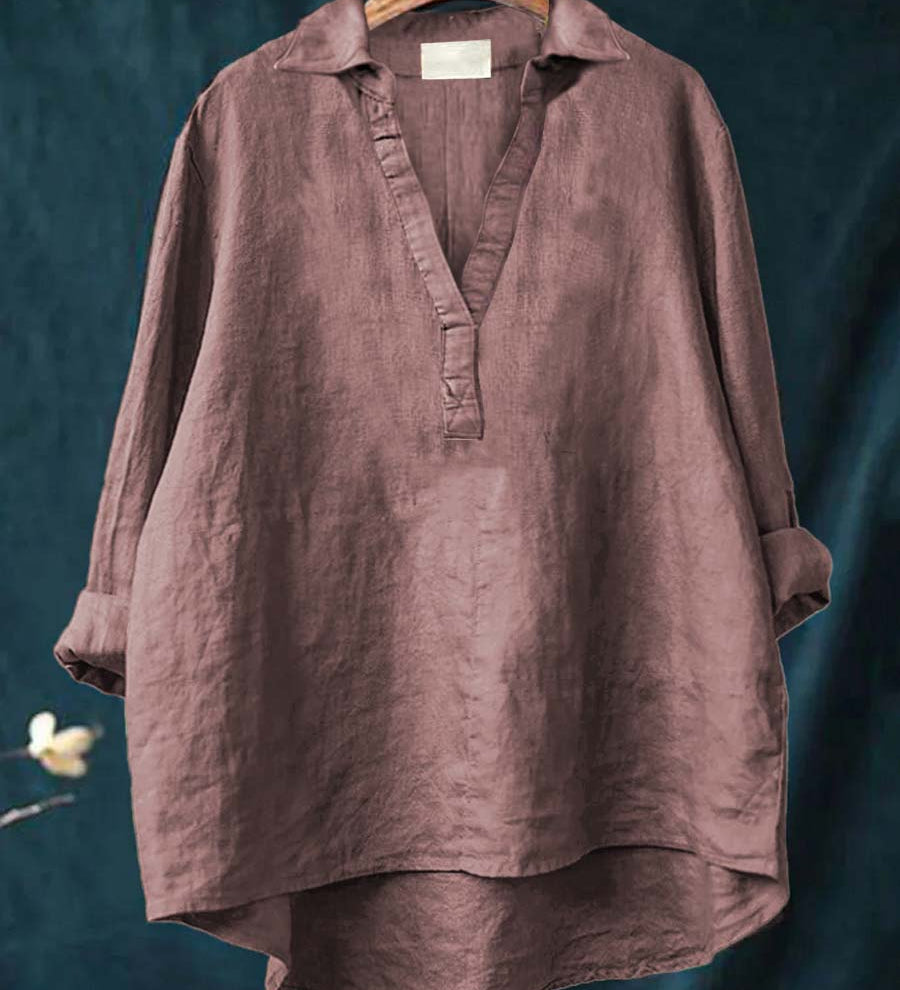 Amber - Grey Pink Print Blouse