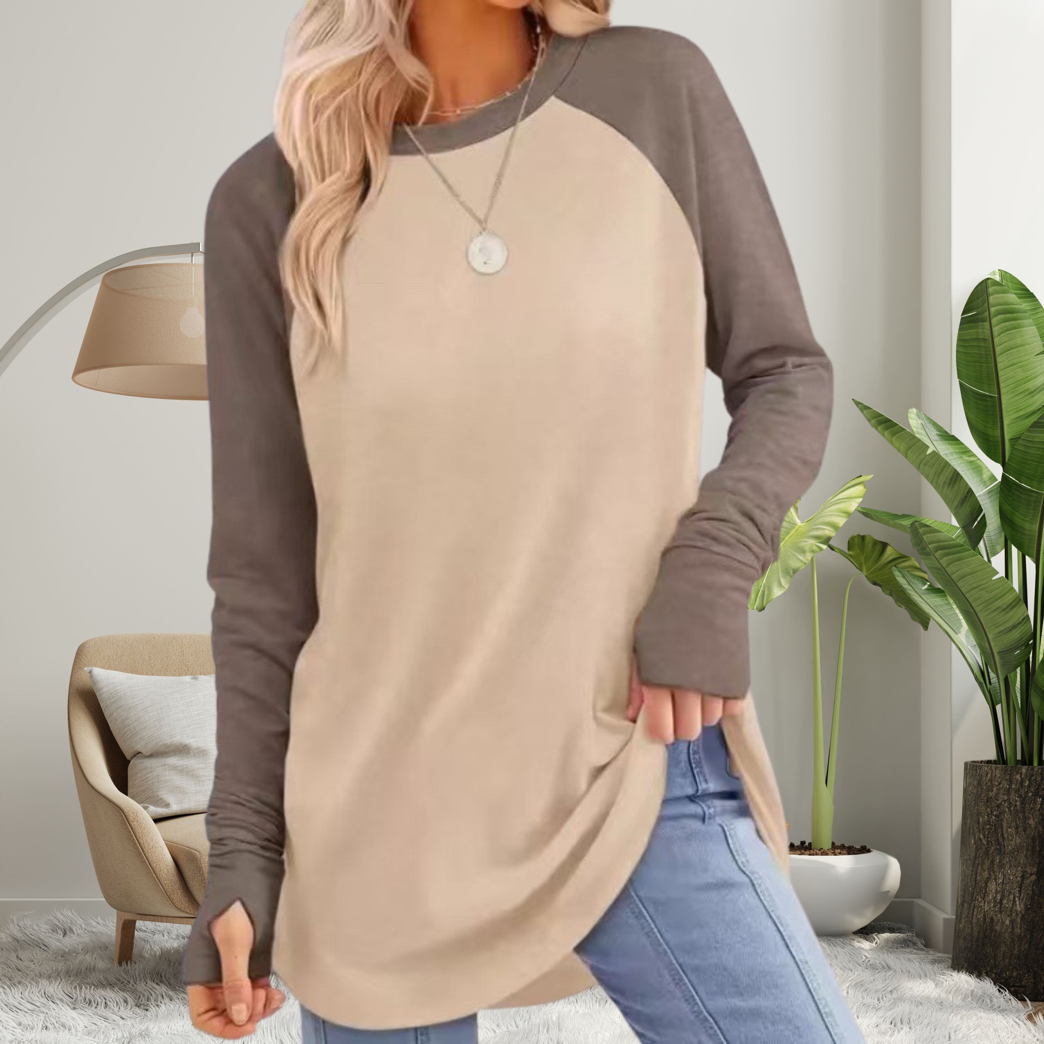 Stellan - Casual Long Sleeve Thumb Hole Top