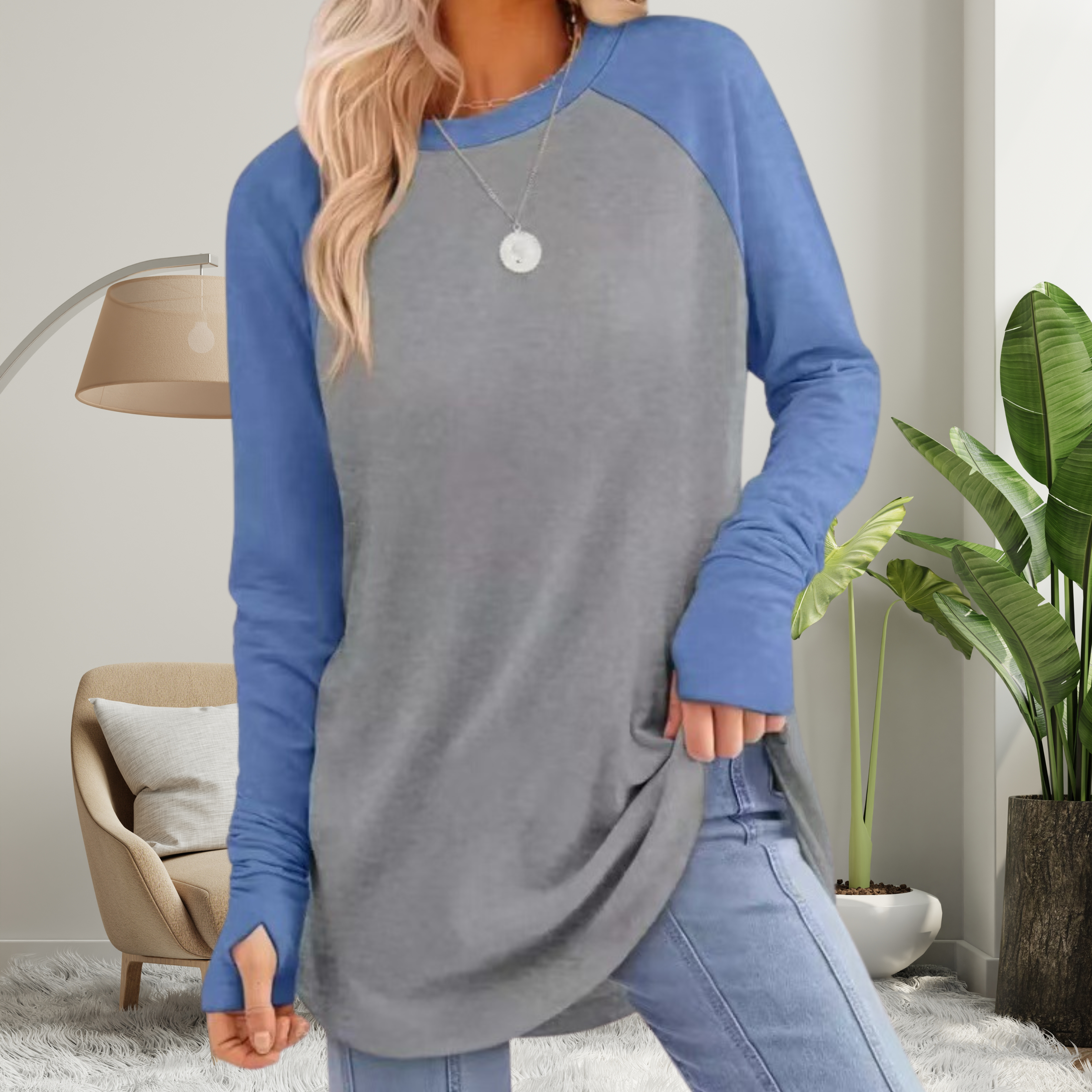 Stellan - Casual Long Sleeve Thumb Hole Top