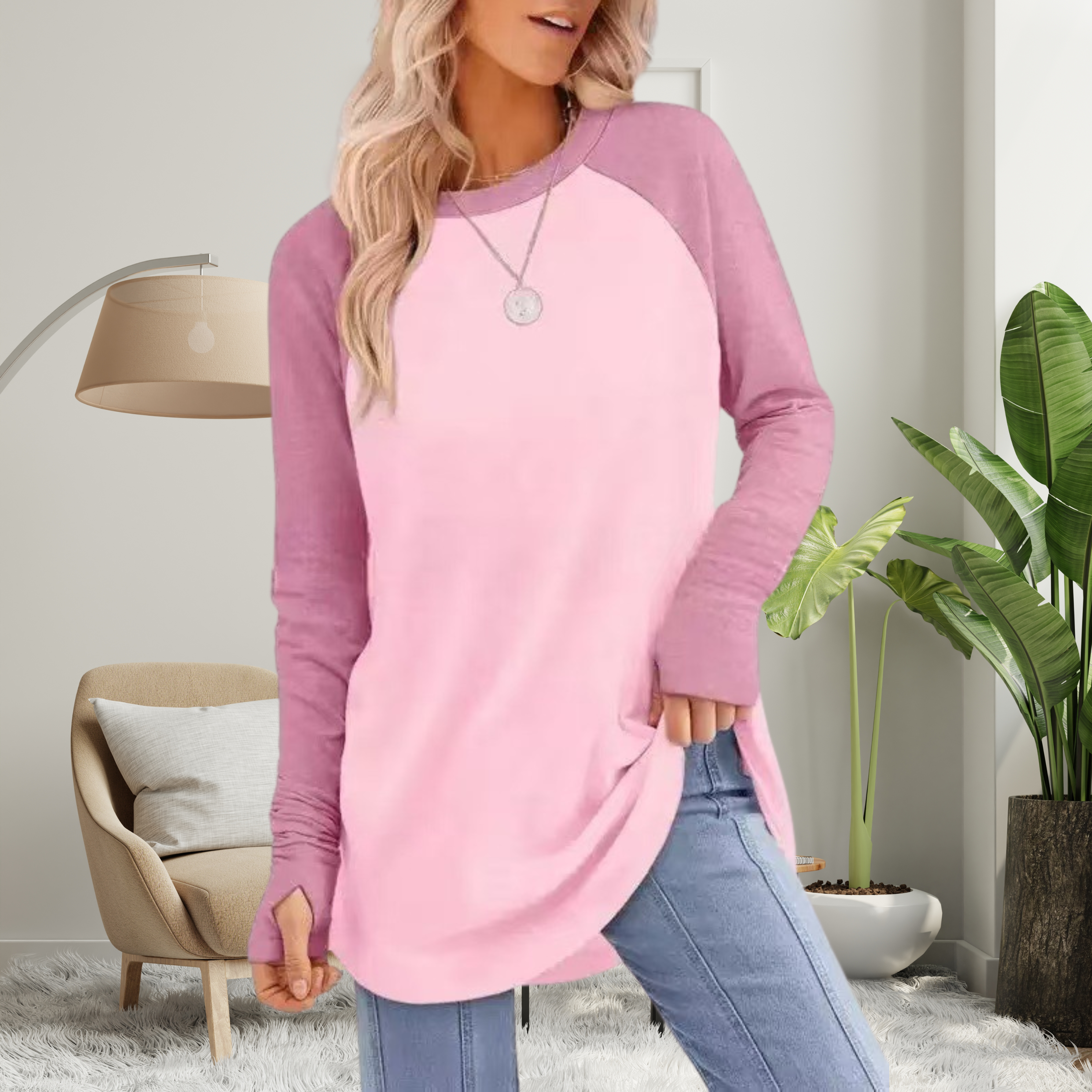 Stellan - Casual Long Sleeve Thumb Hole Top