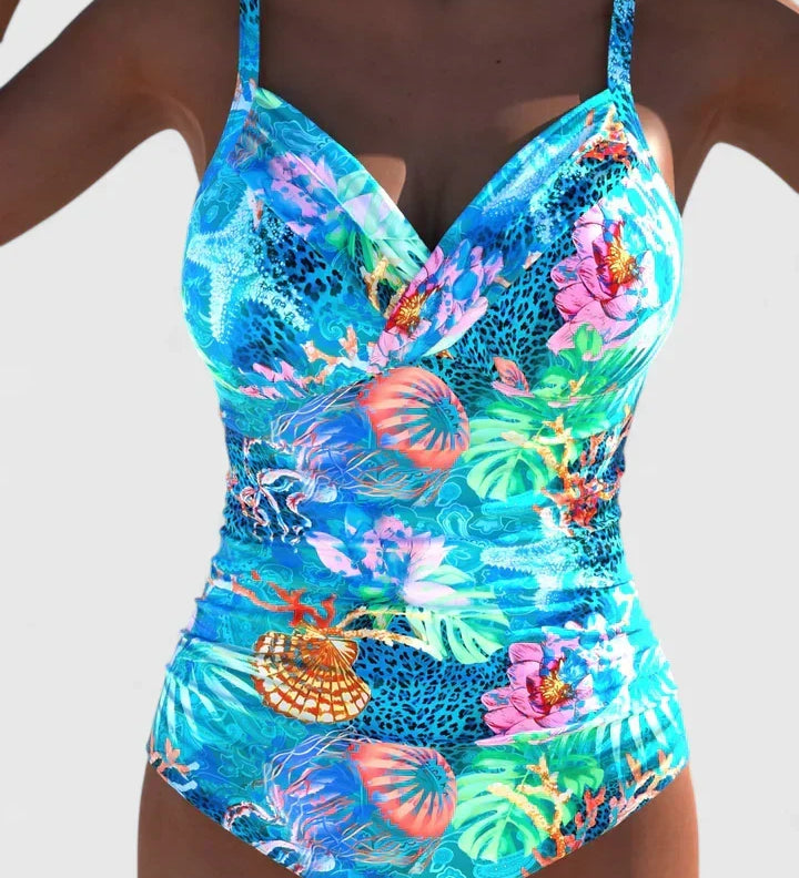 Maroubra - Marine Print High-Waist Swimsuit