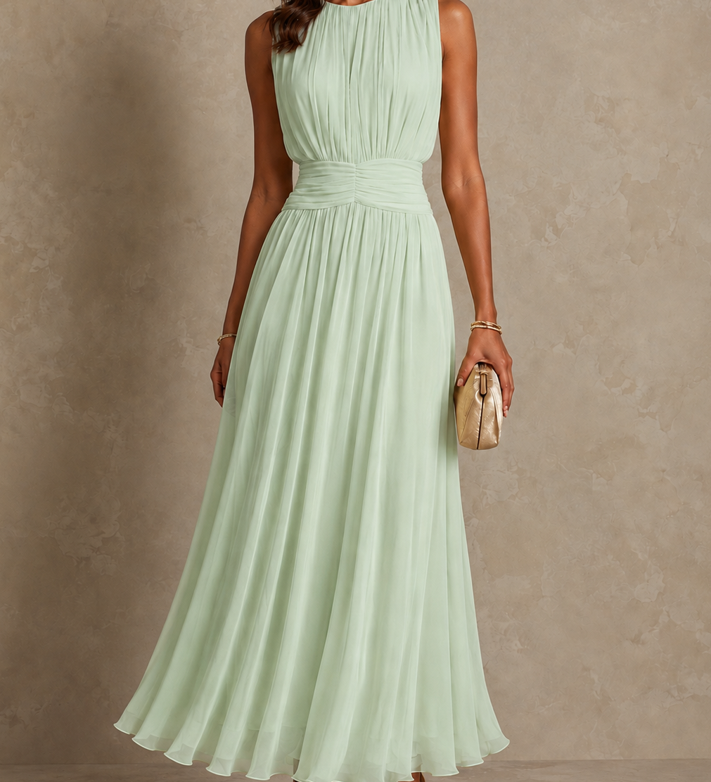 Chayna | Pleated Sleeveless Midi Dress
