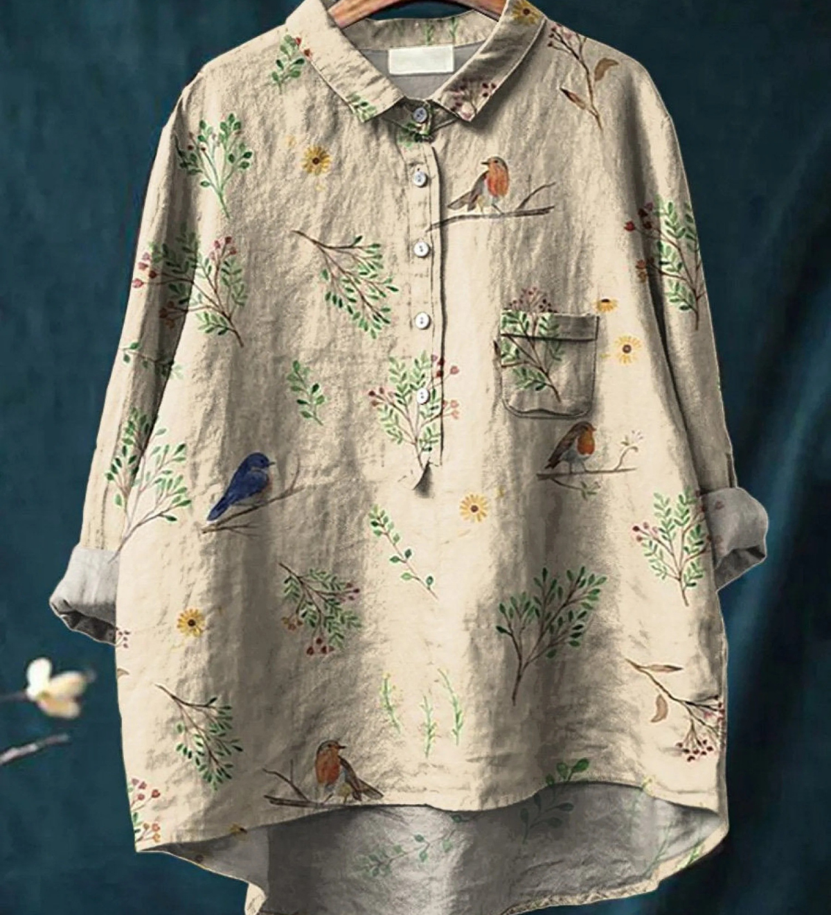 Olivia - Robin & Branch Print Shirt