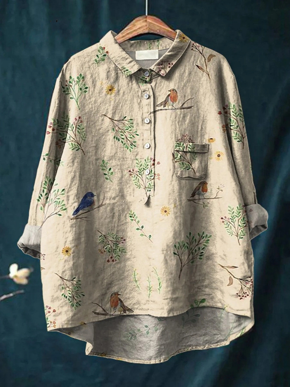 Olivia - Robin & Branch Print Shirt