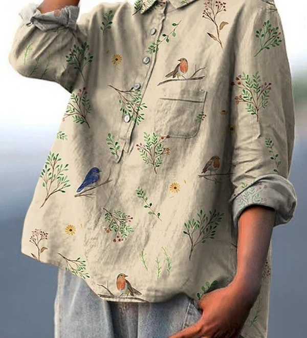 Olivia - Robin & Branch Print Shirt