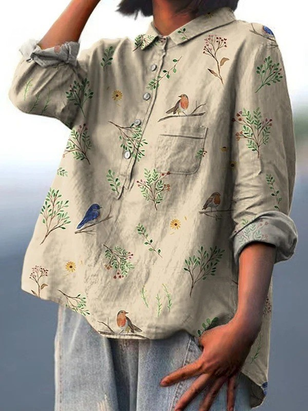 Olivia - Robin & Branch Print Shirt