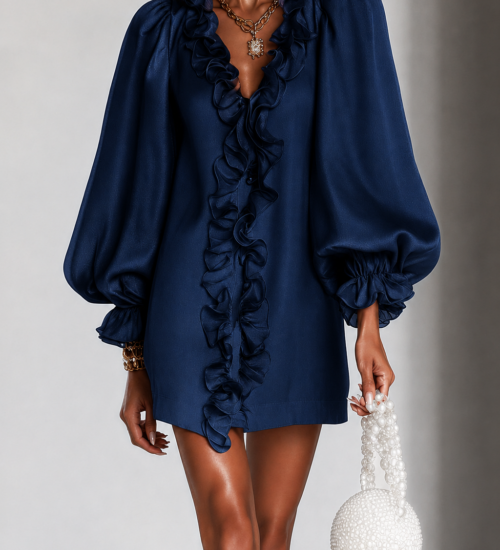 Antoinette | Ruffled Puff-Sleeve Mini Dress
