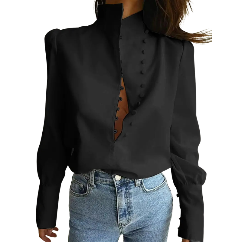 Roxie - Elegant Long Sleeve Stand Collar Shirt