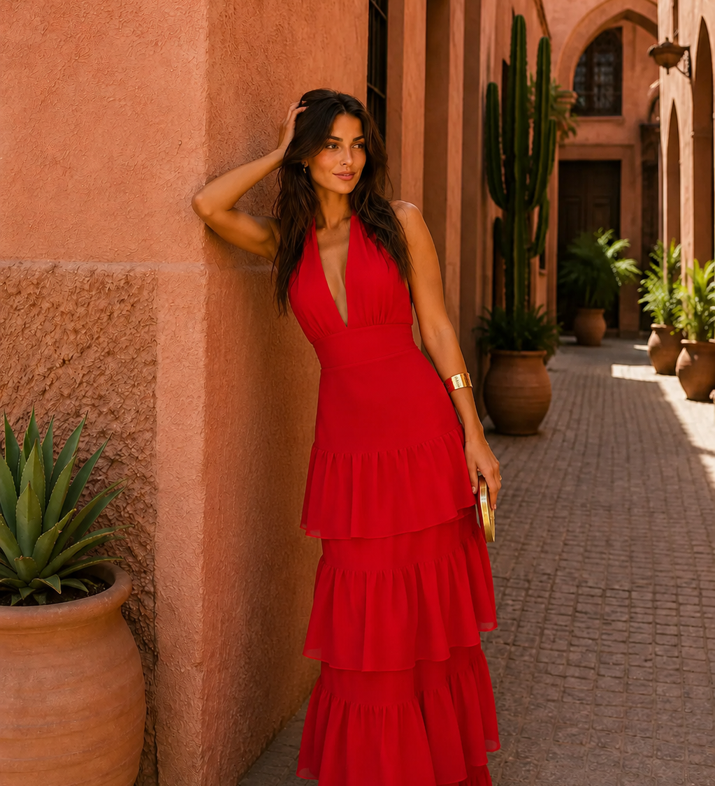 Bronte - Red Wrap Dress