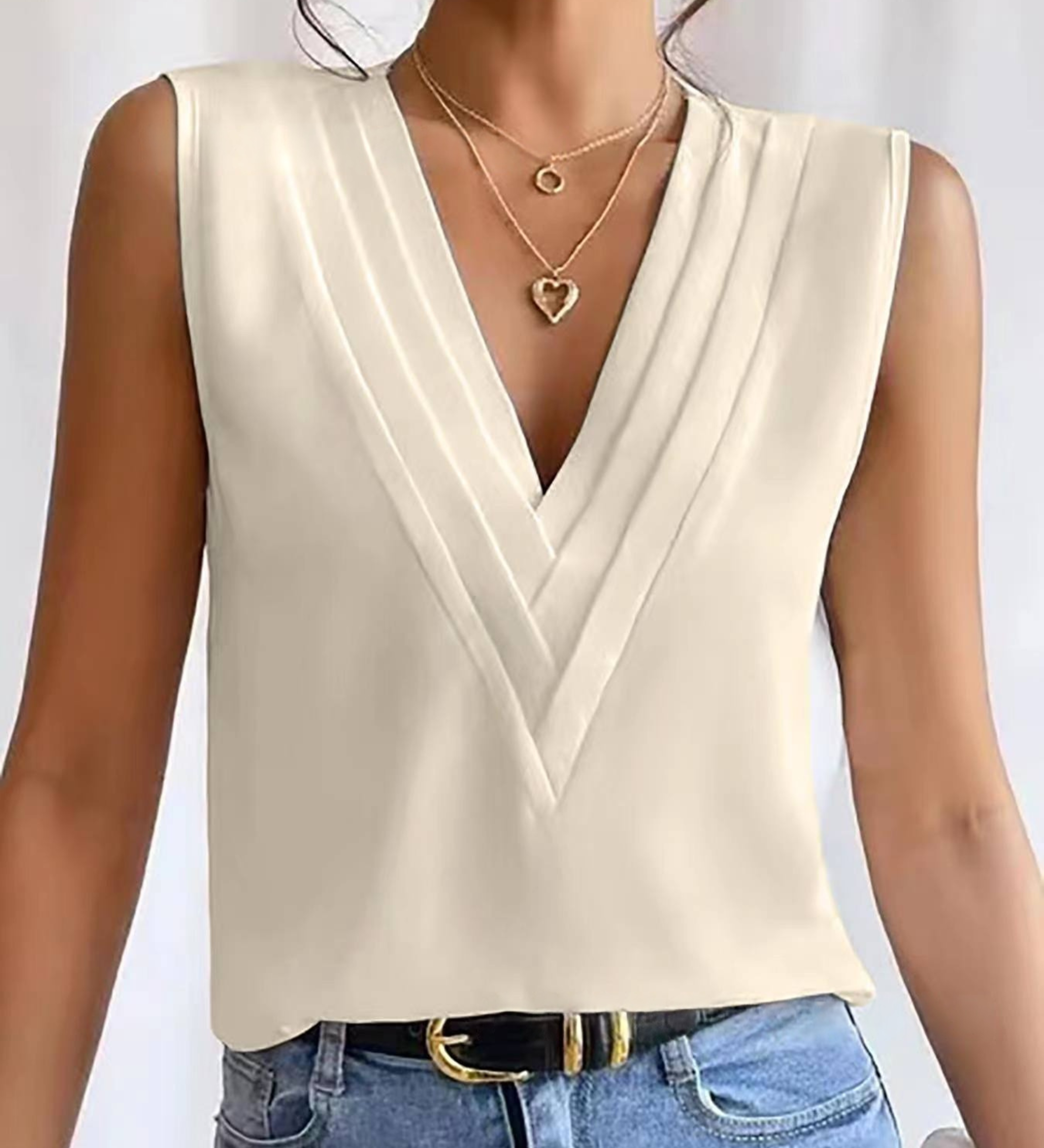 Jade - Lightweight Sleeveless V-Neck Top