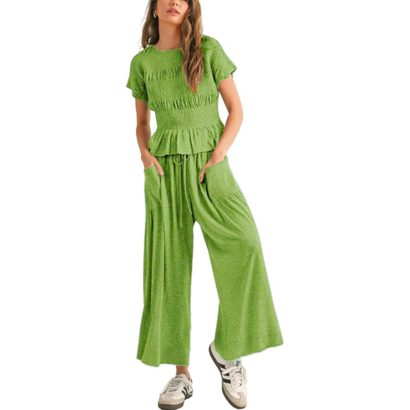 CHARLENET - 2-Piece Smocked Top and Wide