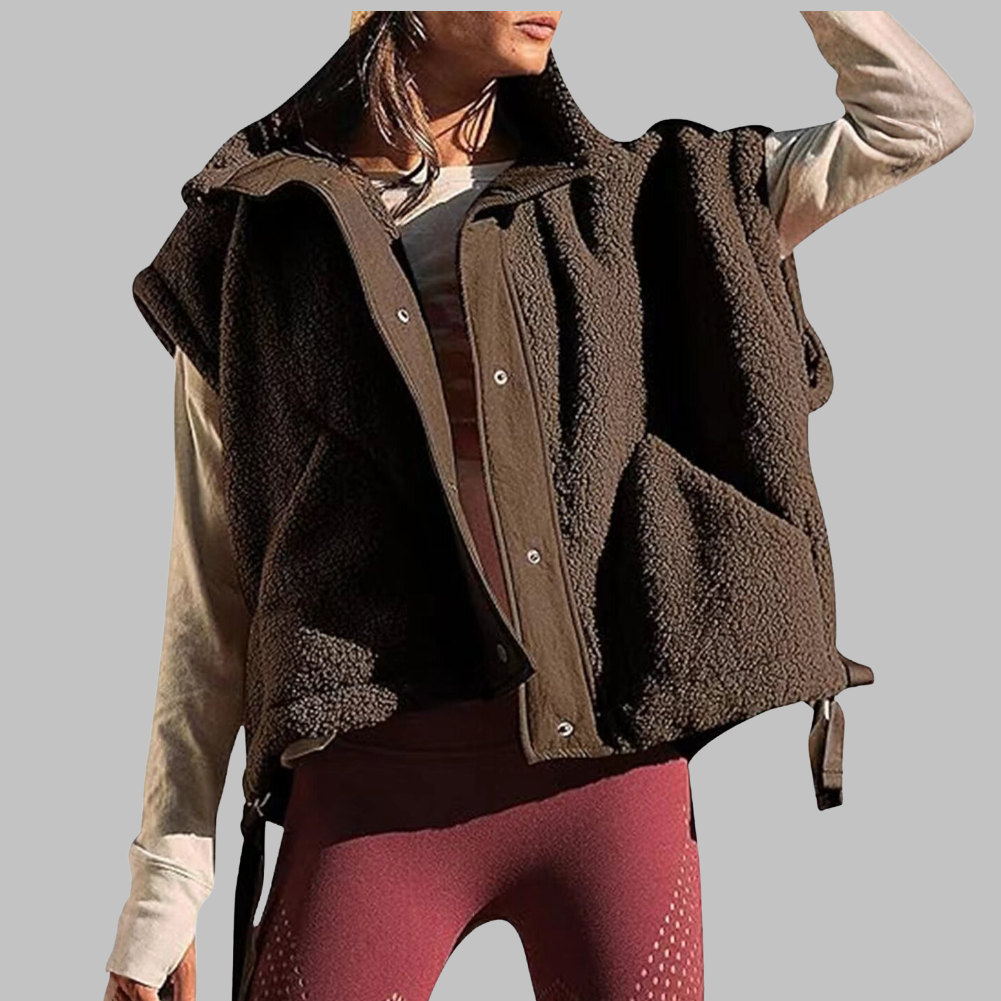 RAYT - Comfy Warm Fleece Sleeveless Button