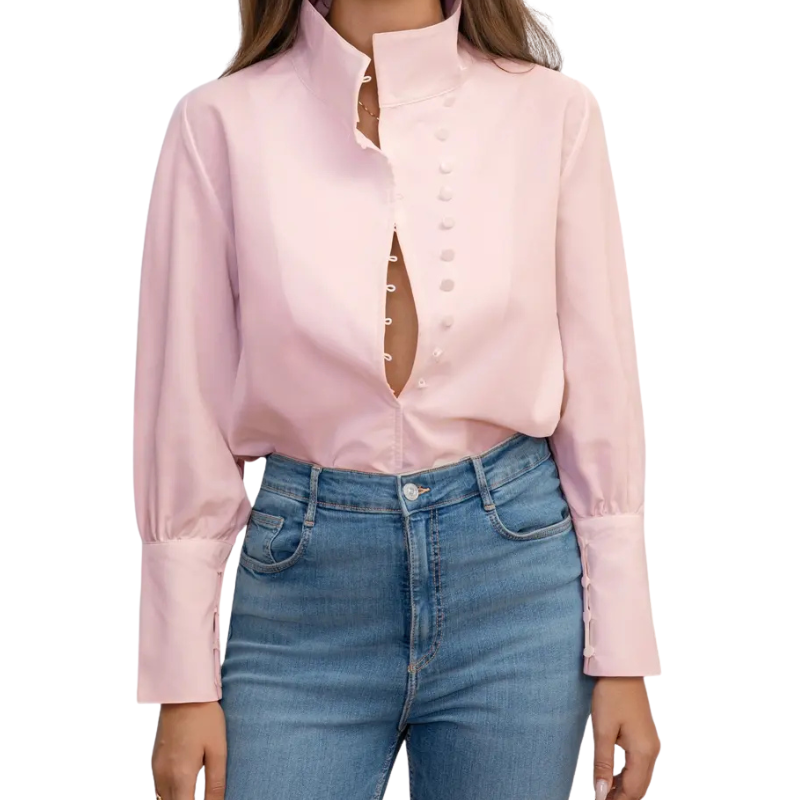 Roxie - Elegant Long Sleeve Stand Collar Shirt