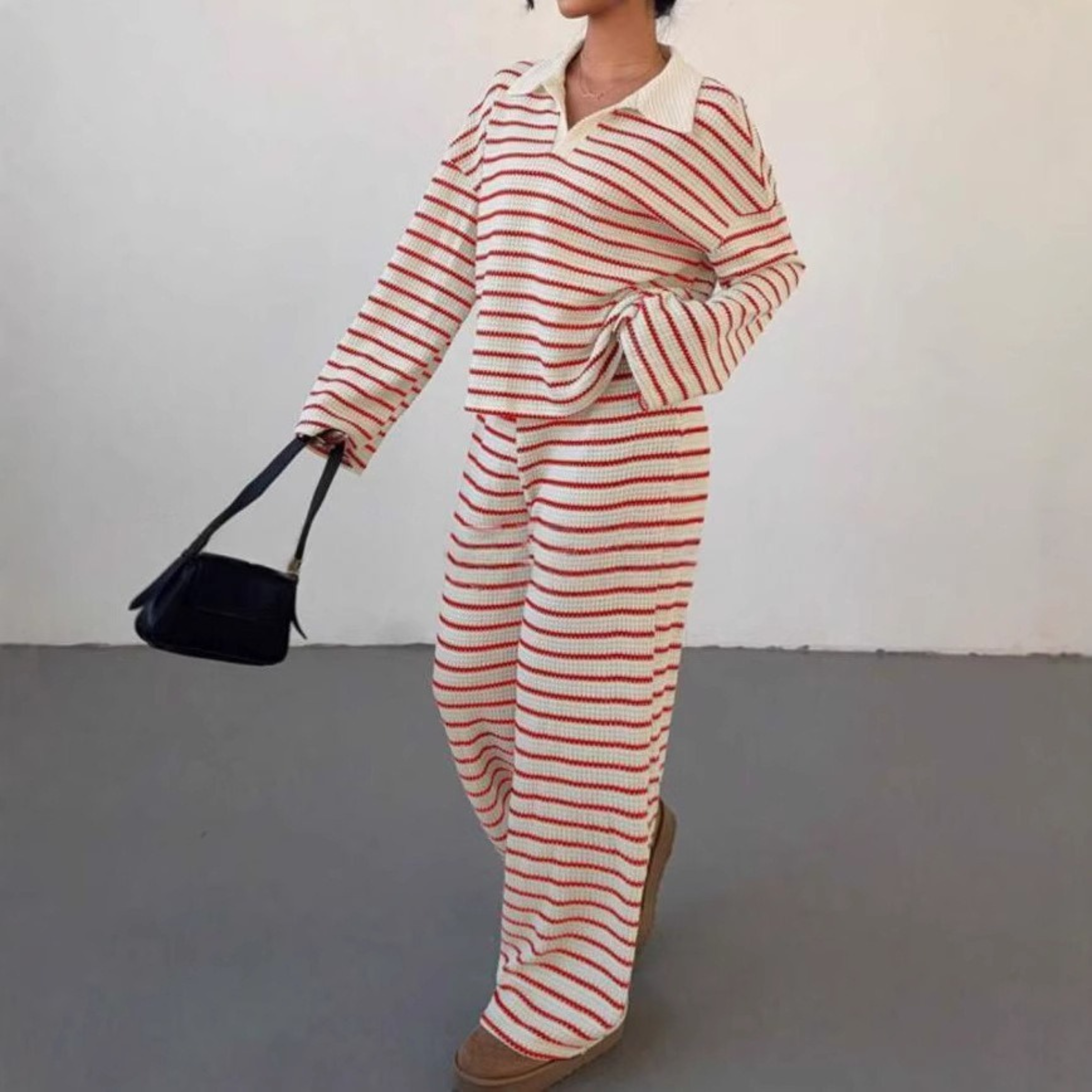 SALIT - Striped V-Neck Long Sleeve