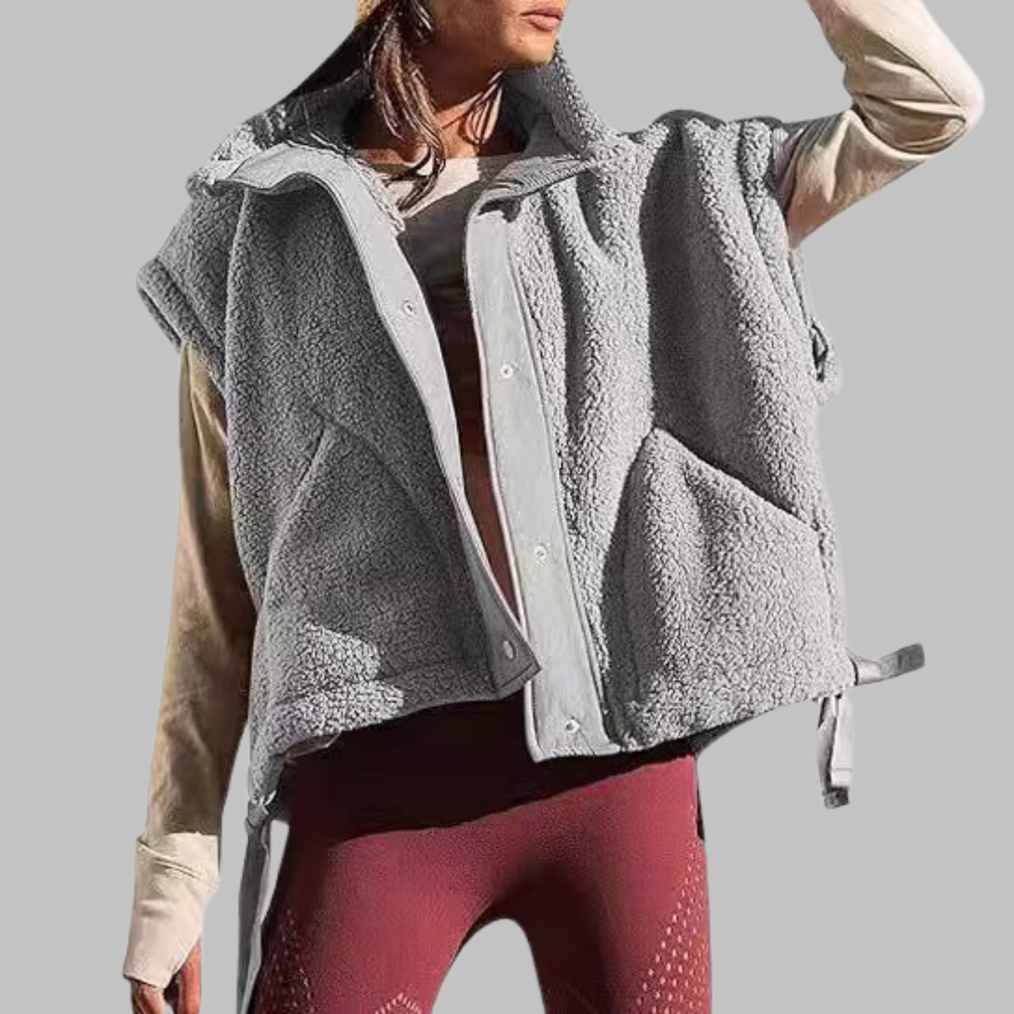 RAYT - Comfy Warm Fleece Sleeveless Button