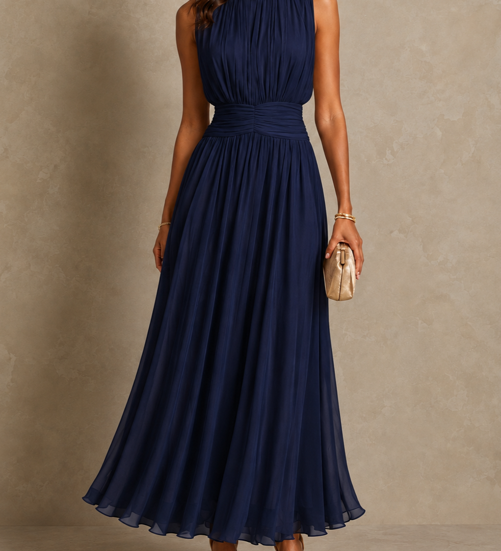 Chayna | Pleated Sleeveless Midi Dress