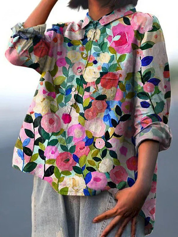 Hannah - Colourful Spring Floral Shirt