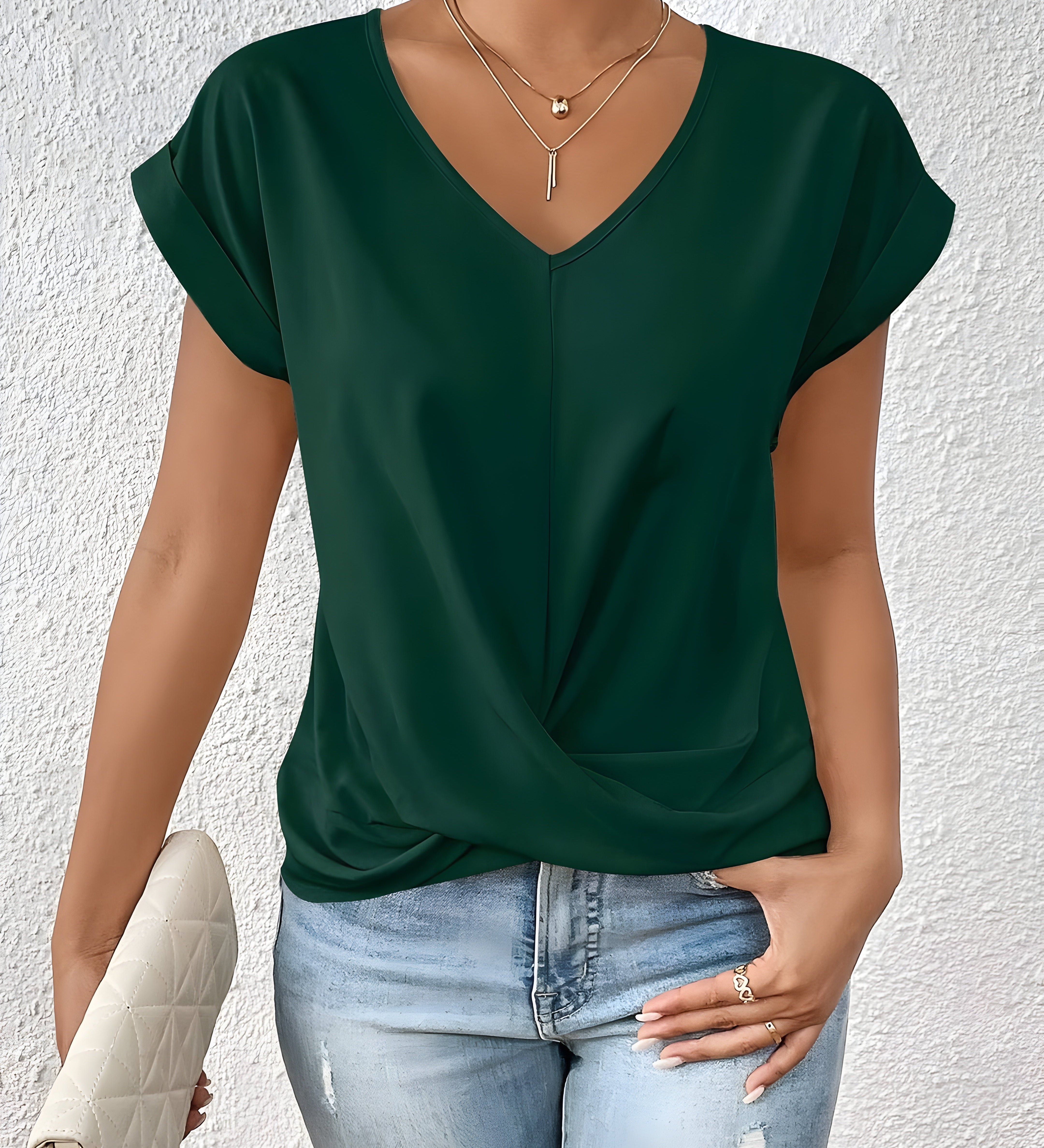 Meika - Classic Twist Detail V-Neck Top