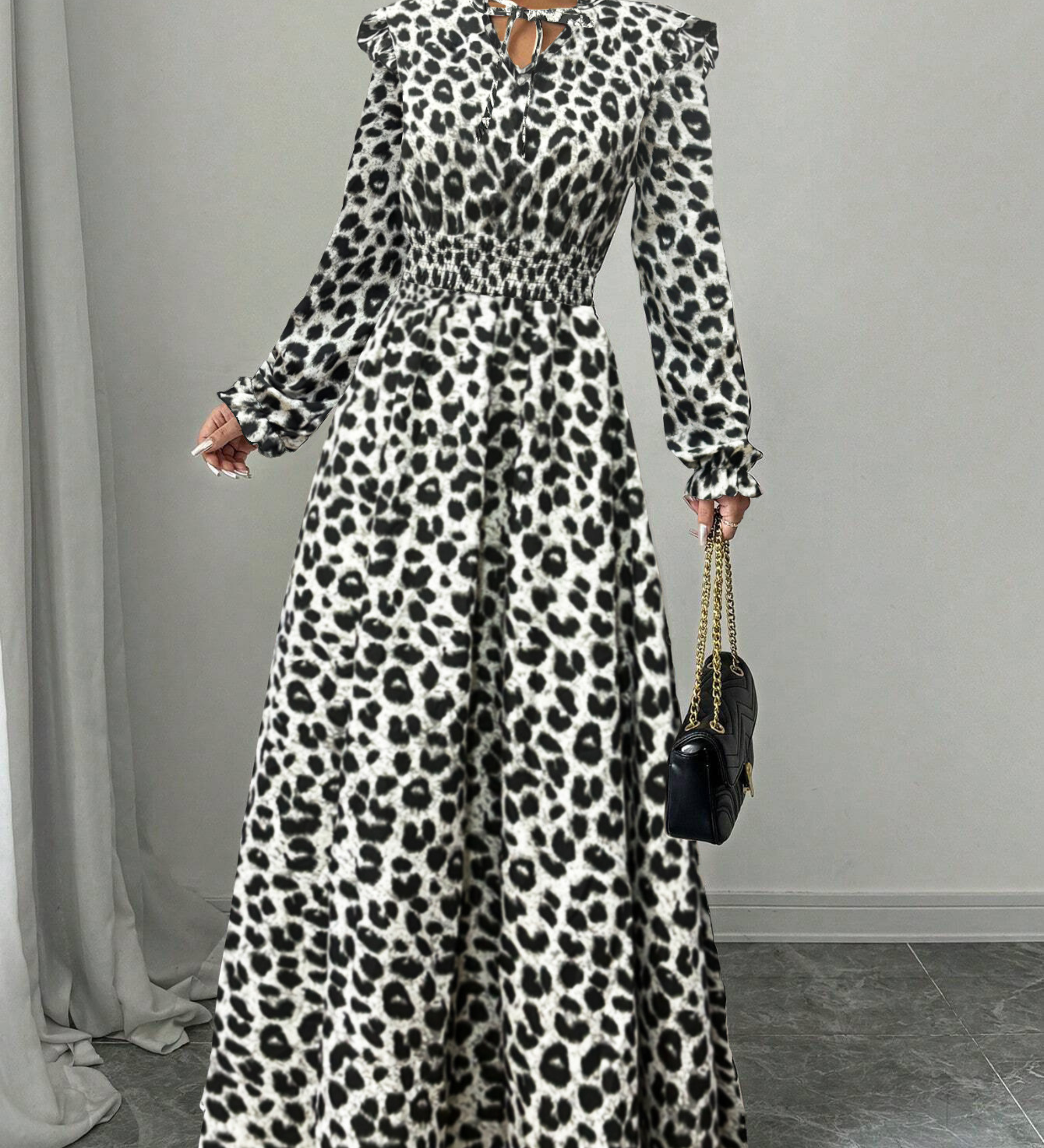 MOREN™ - Elegant Long Sleeve Floral Print A-Line Dress
