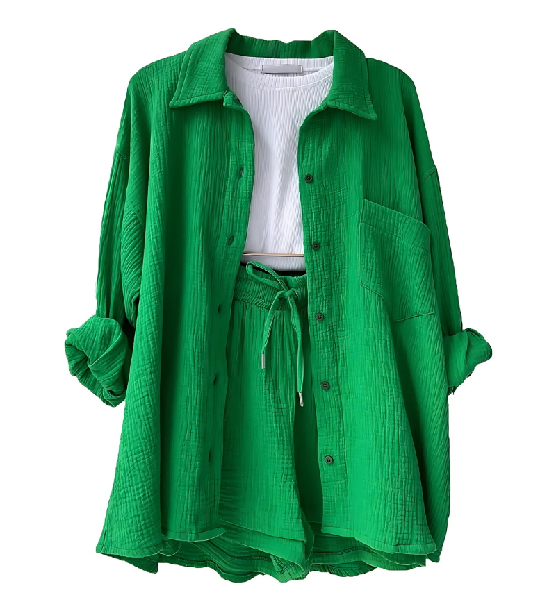 VERA™ – Modern Button-Up Shorts Set
