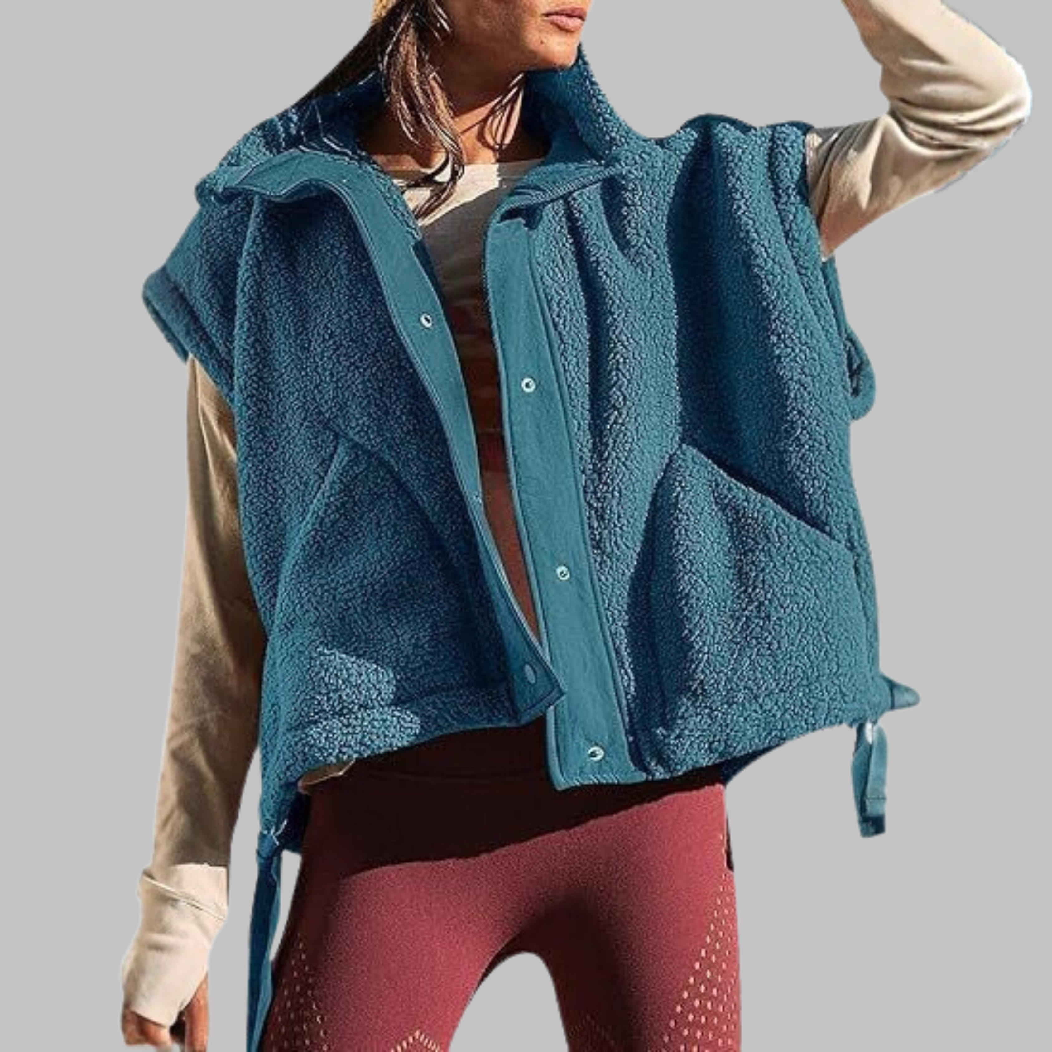RAYT - Comfy Warm Fleece Sleeveless Button