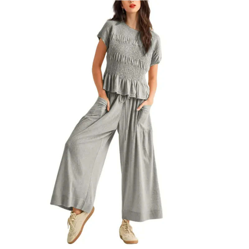CHARLENET - 2-Piece Smocked Top and Wide