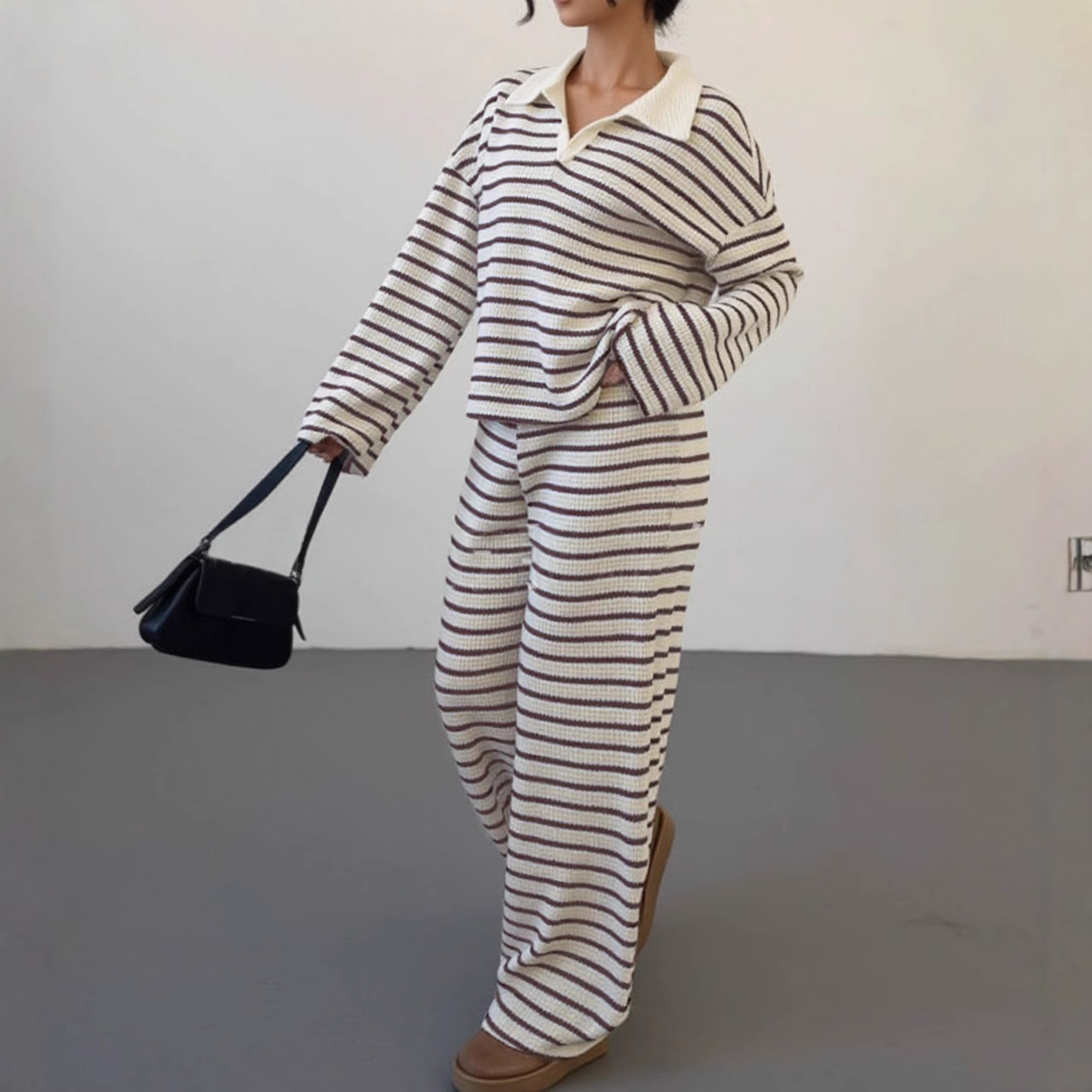 SALIT - Striped V-Neck Long Sleeve