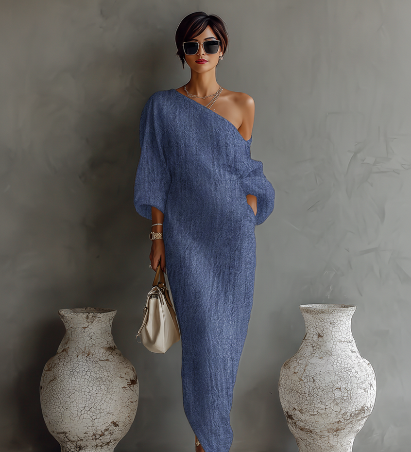 Arielle - Off-Shoulder Linen Dress