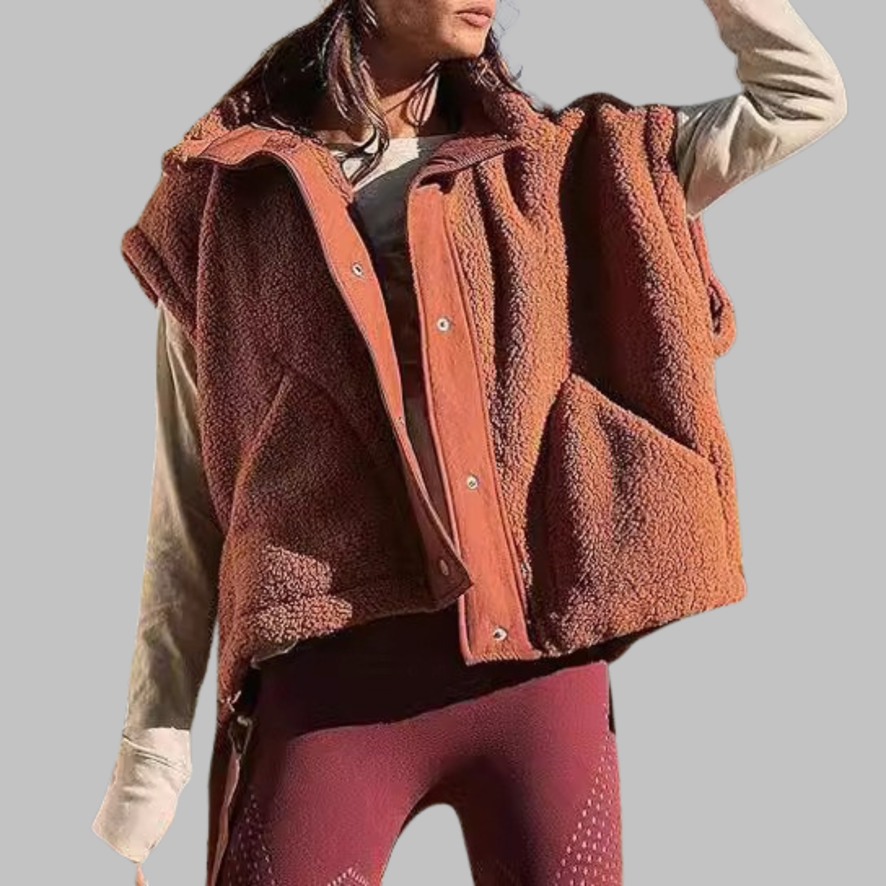 RAYT - Comfy Warm Fleece Sleeveless Button