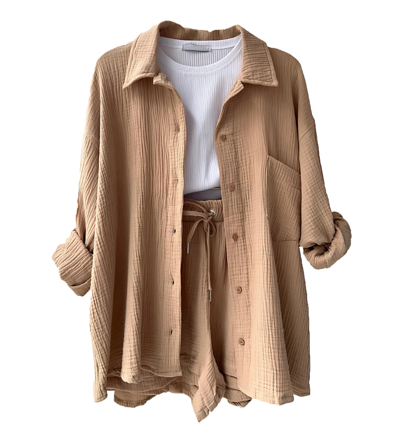 VERA™ – Modern Button-Up Shorts Set