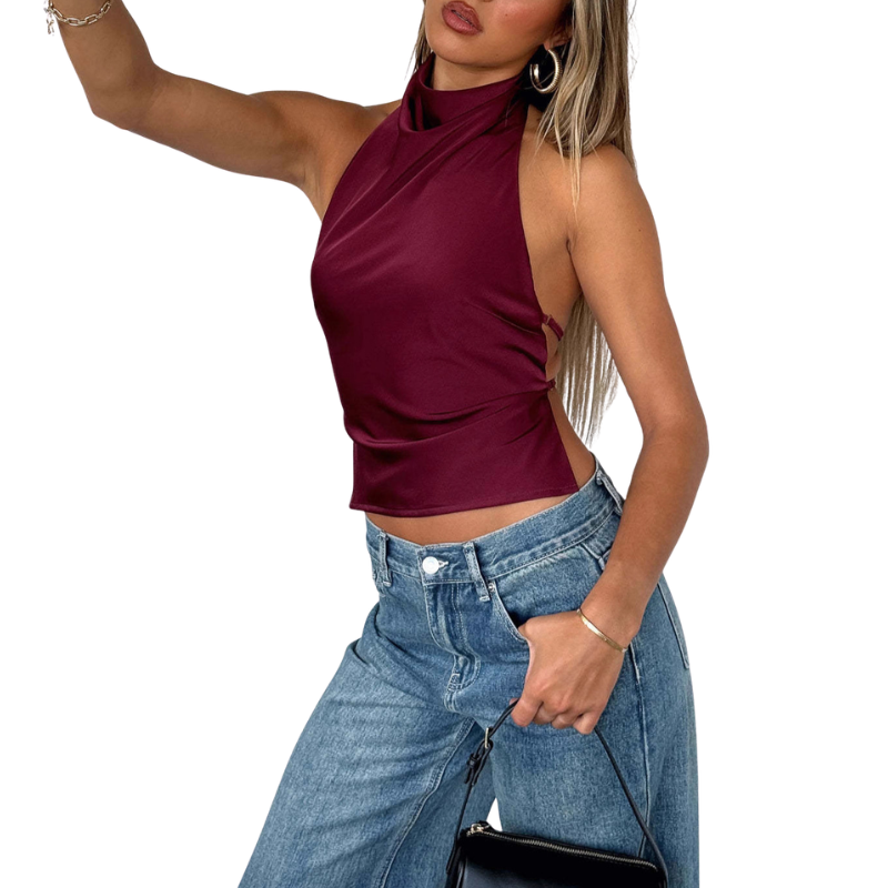Chinie - Chic Sleeveless Halter Neck Blouse