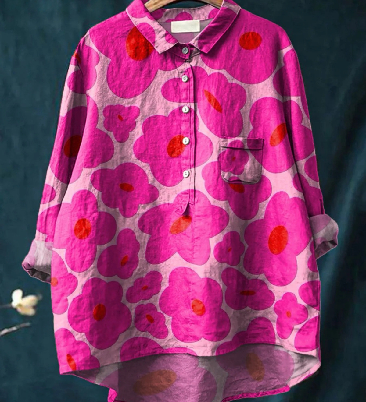 Holly - Bright Pink Floral Shirt