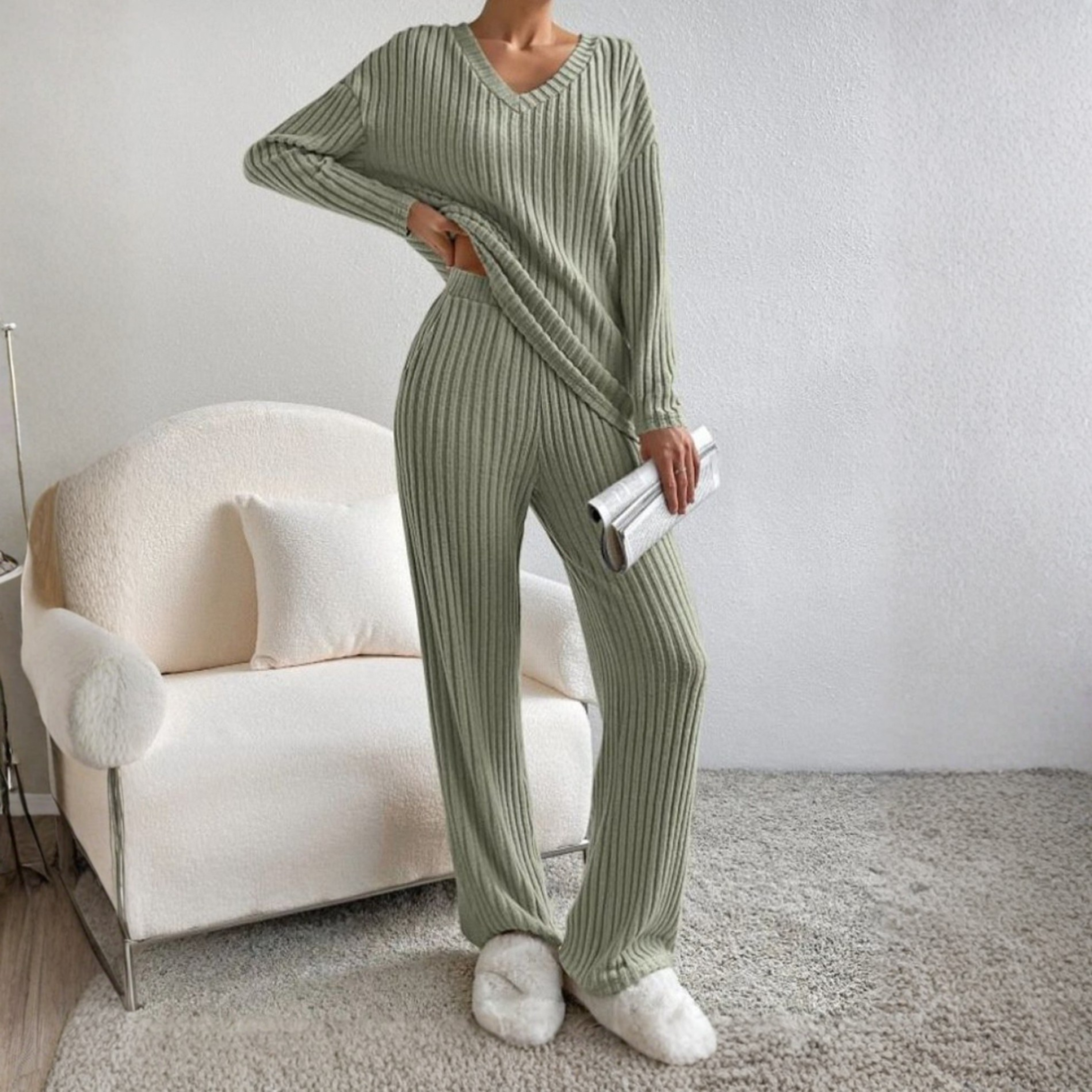ENLINST - Long Sleeve V-Neck Top