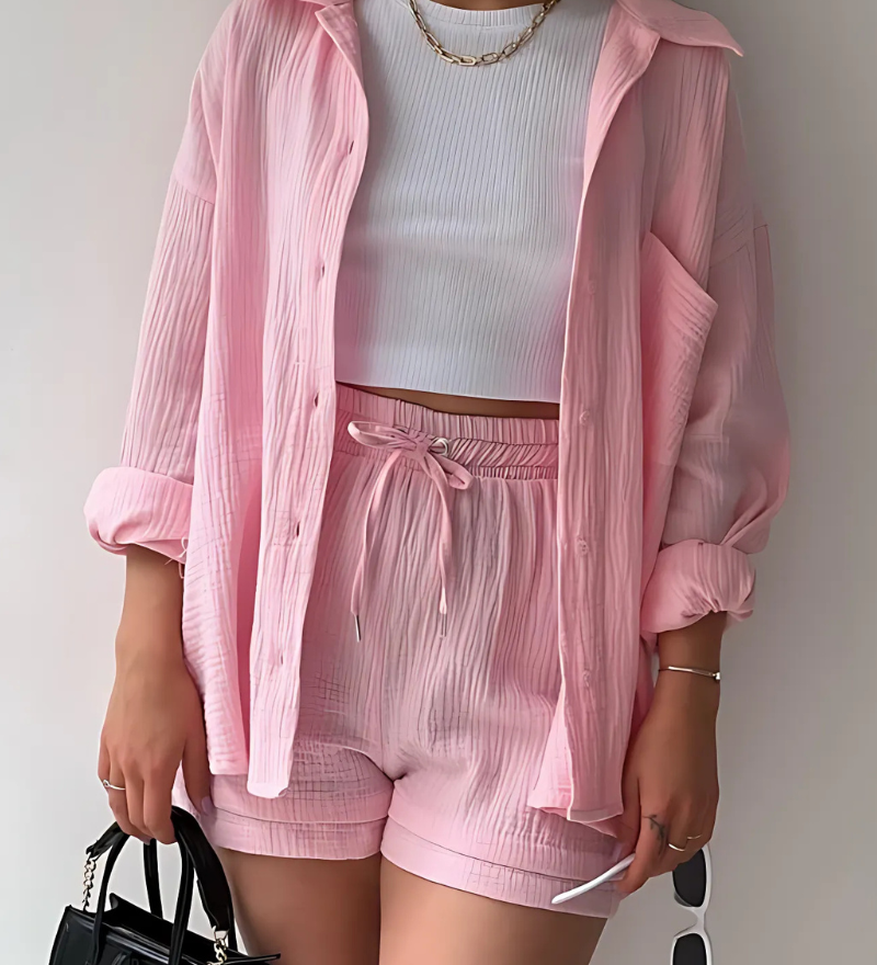 VERA™ – Modern Button-Up Shorts Set