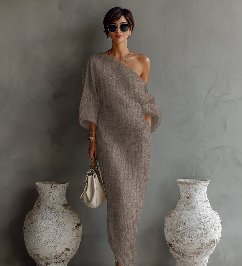Arielle - Off-Shoulder Linen Dress