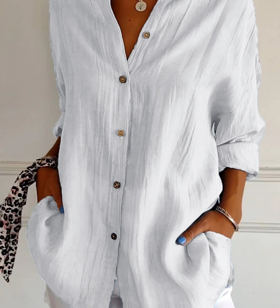 Bea - Linen Oversized Button-Down Shirt