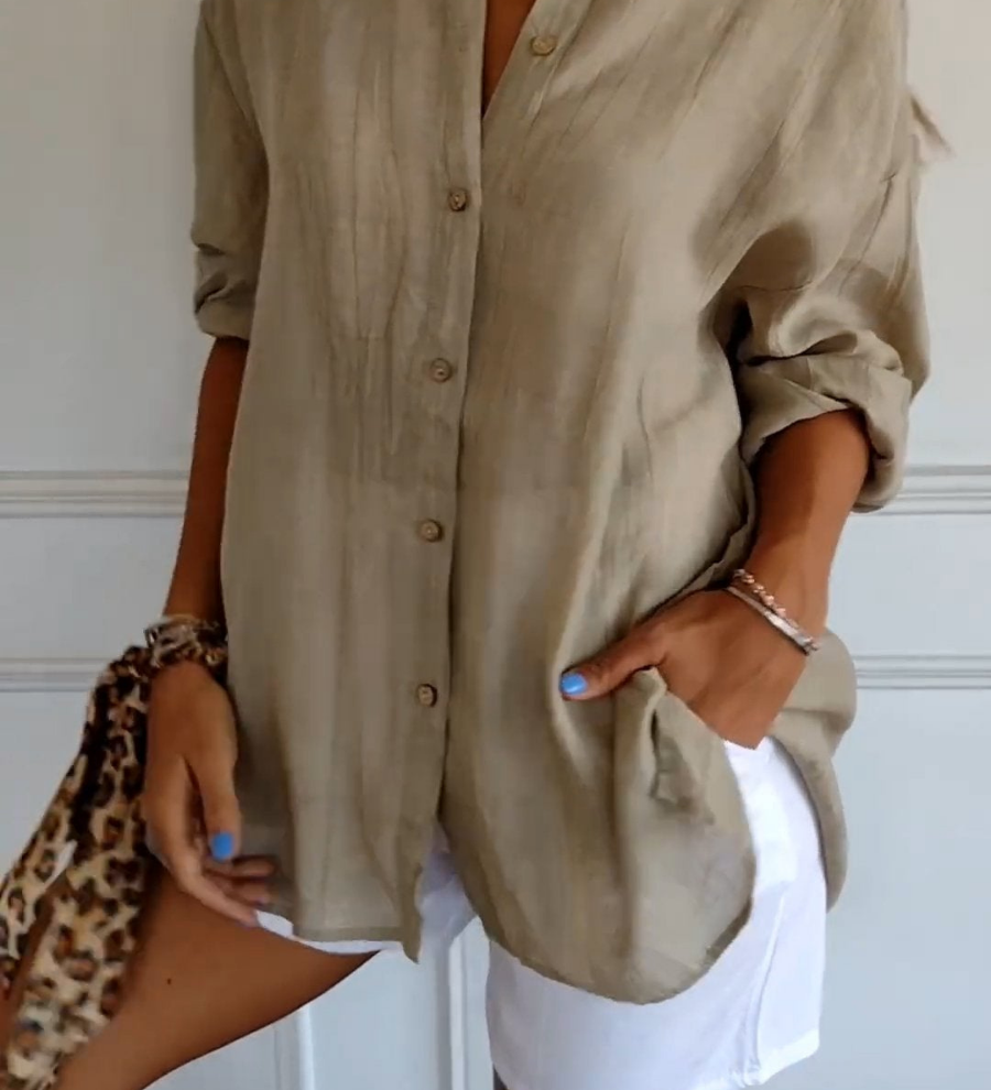 Bea - Linen Oversized Button-Down Shirt
