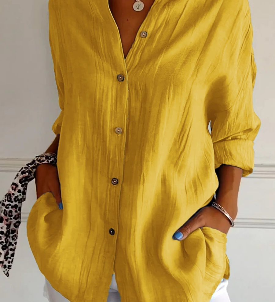 Bea - Linen Oversized Button-Down Shirt