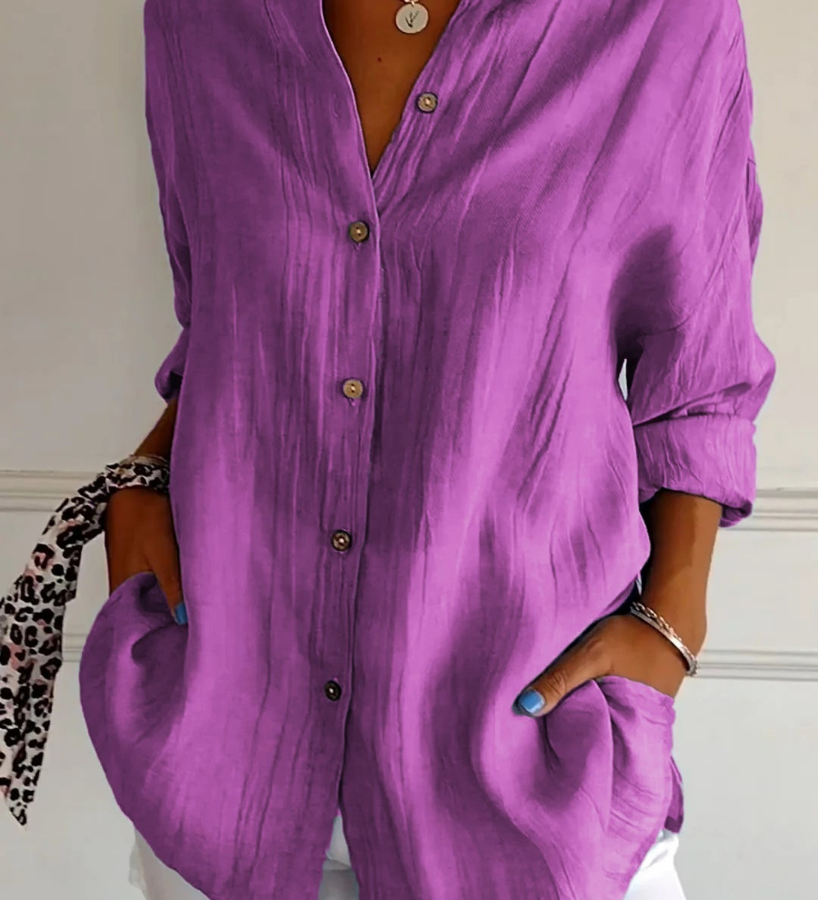 Bea - Linen Oversized Button-Down Shirt