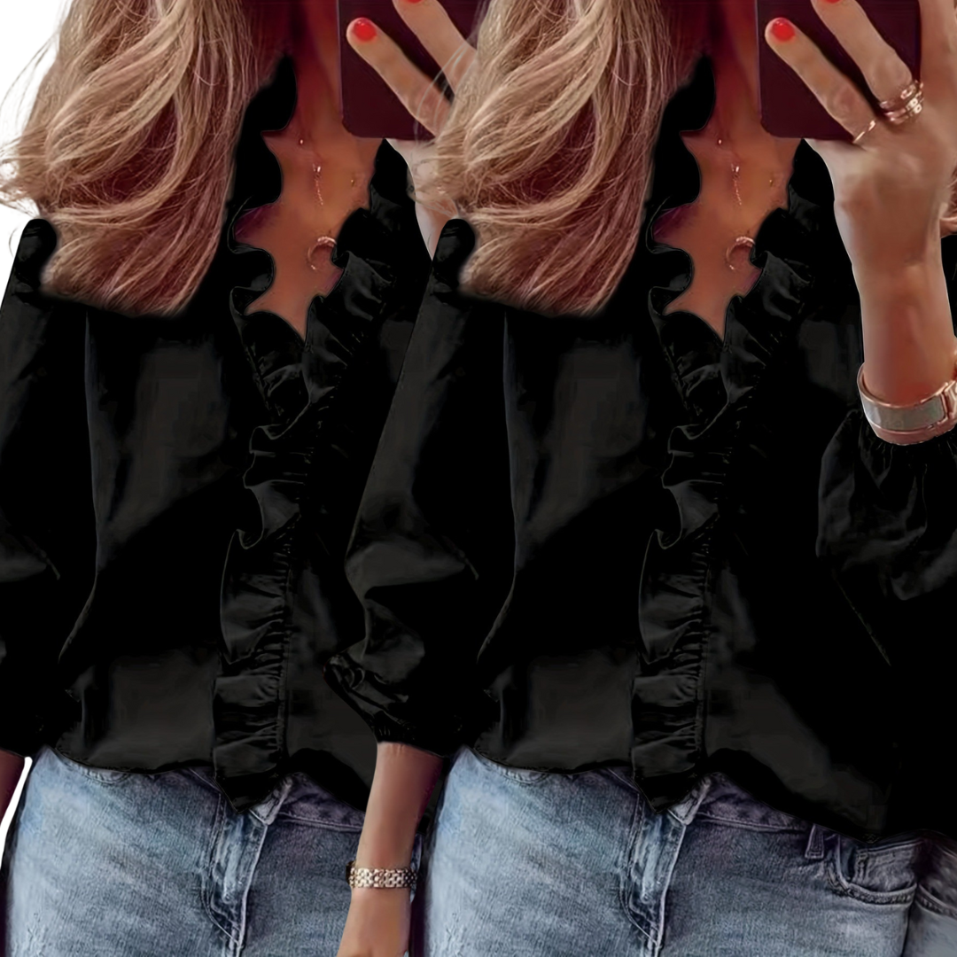 Lorelei - Timeless V-Neck Blouse with Ruffles